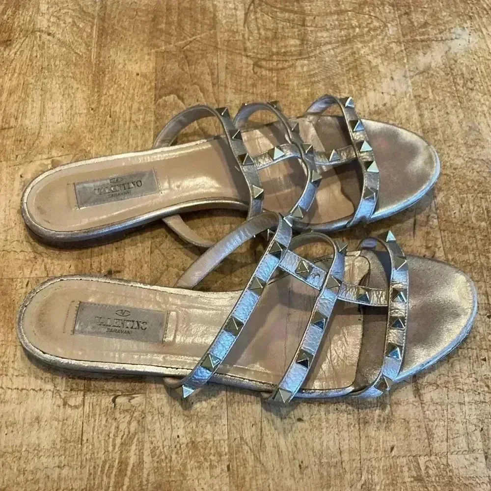 Valentino Women's Silver Studded Sandals